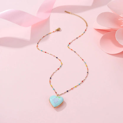 Stainless steel fruit pendant necklace with gold plating on adjustable 41-50cm chain