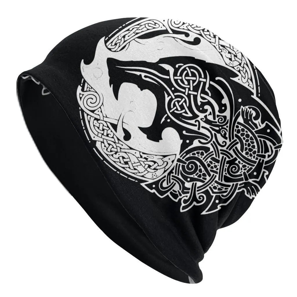 Viking totem wolf print double-layer elastic sleeve cap in various colours for hip hop street dance