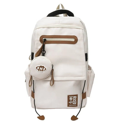 Large capacity waterproof nylon leisure travel backpack with contrast stitching in multiple colour options