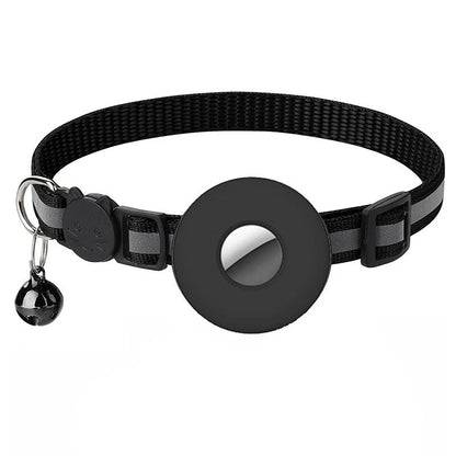 Adjustable Airtag pet collar with reflective strip and bell for cats and dogs