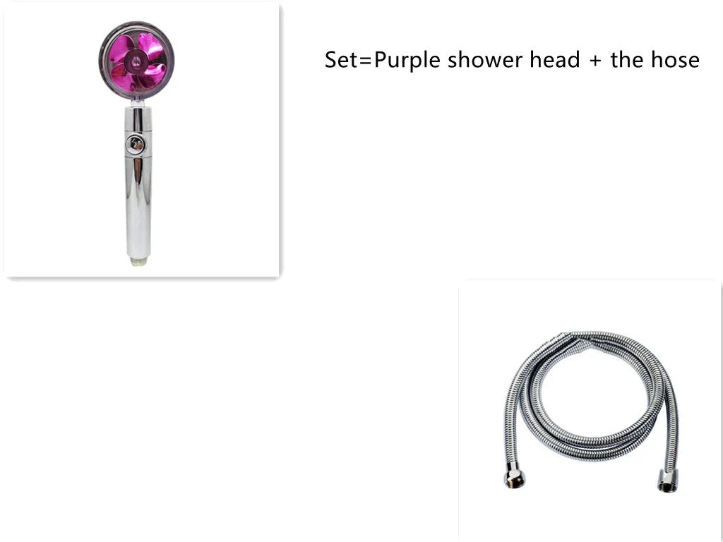 360° Rotating Shower Head with Built-In Fan - Premium ABS Plastic Construction, Water-Saving High-Pressure Spray