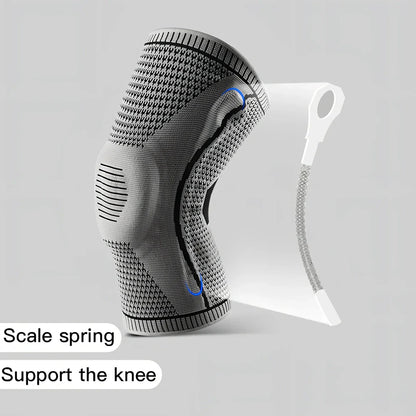 Compression sports knee pads with silicone springs for meniscus protection during basketball and running activities