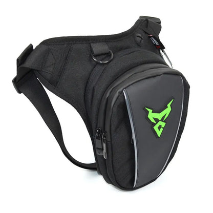 0105MC motorcycle leg bag in 1200D Oxford cloth shown in grey colour with crossbody strap