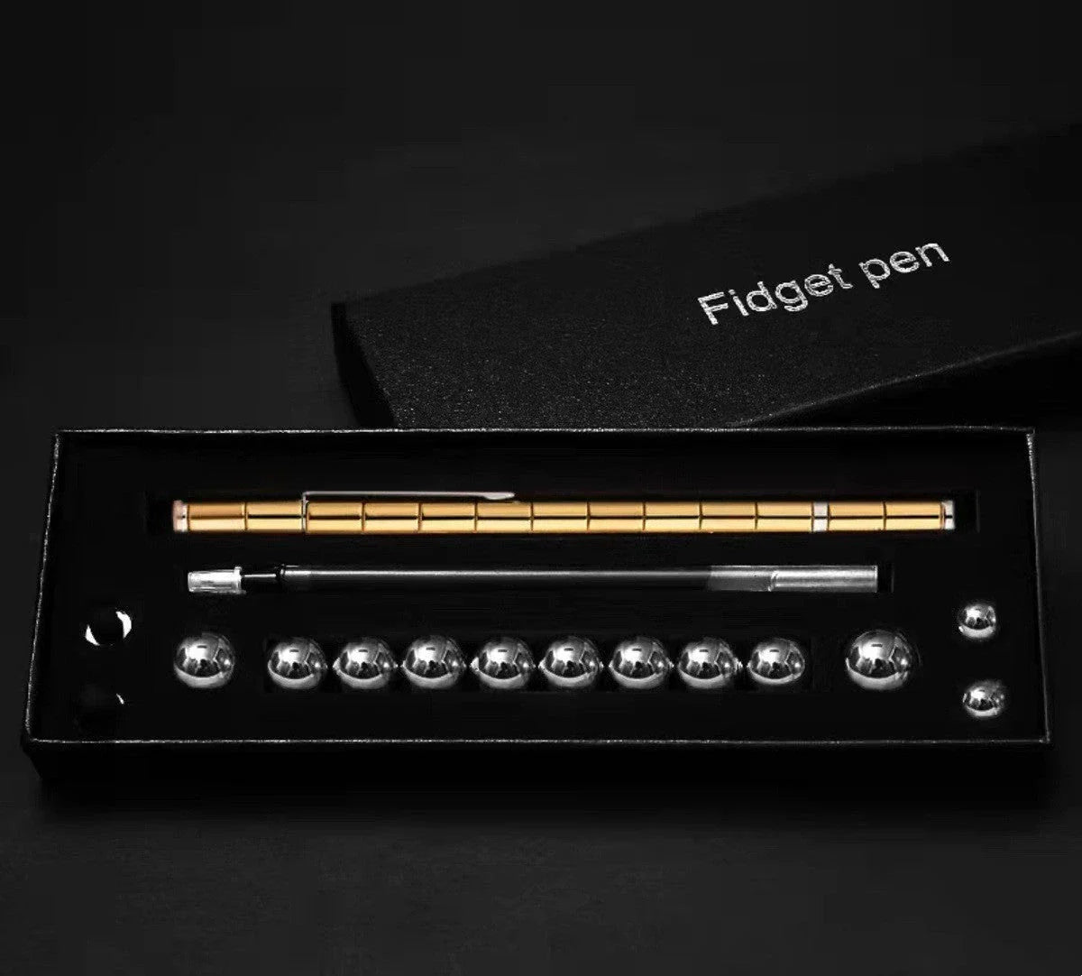 Modular magnetic pen with erasable ink, stress-relieving fidget features, and interchangeable components