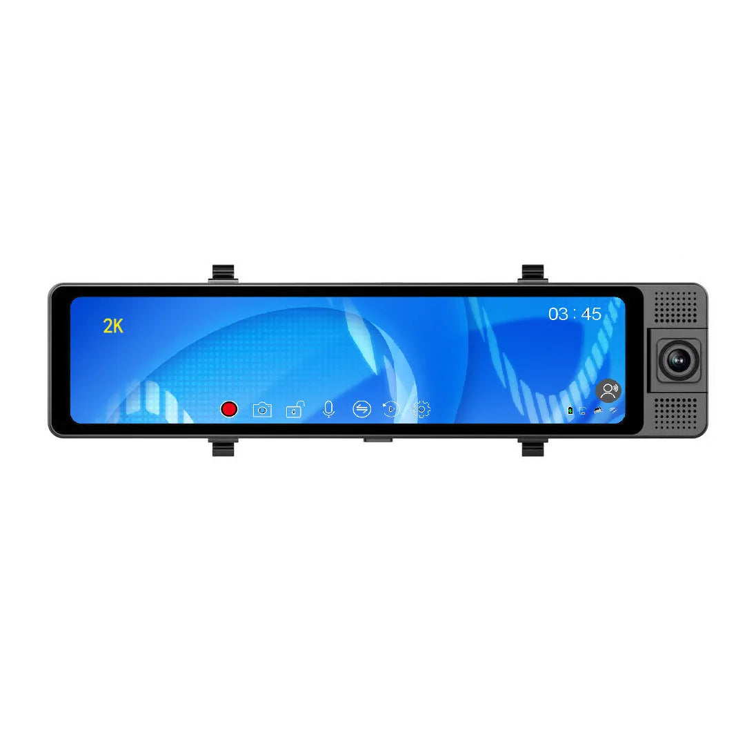 12-inch car dash cam with touchscreen display and rearview camera for vehicle security