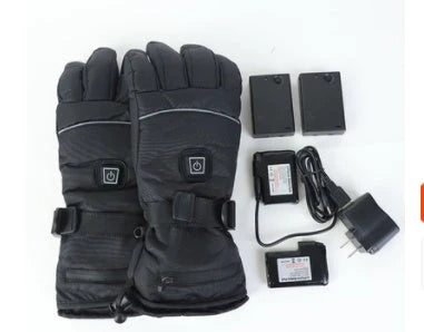 Three-Stage Temperature Regulating Electric Heating Gloves with PU leather palm, velvet lining, and discreet battery compartment