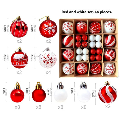 Christmas decoration pendant set with electroplated balls and painted gifts in cowhide presentation box