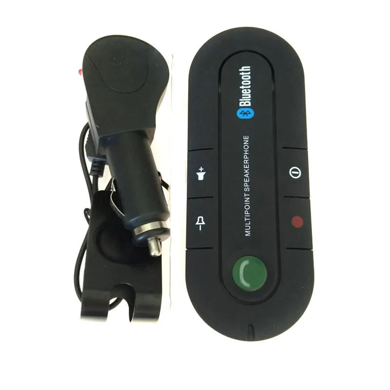 Car phone holder Bluetooth hands-free kit sun visor mounted music player with car charger USB cable backup clip 50 cm audio cable ABS plastic material black blue red colour options