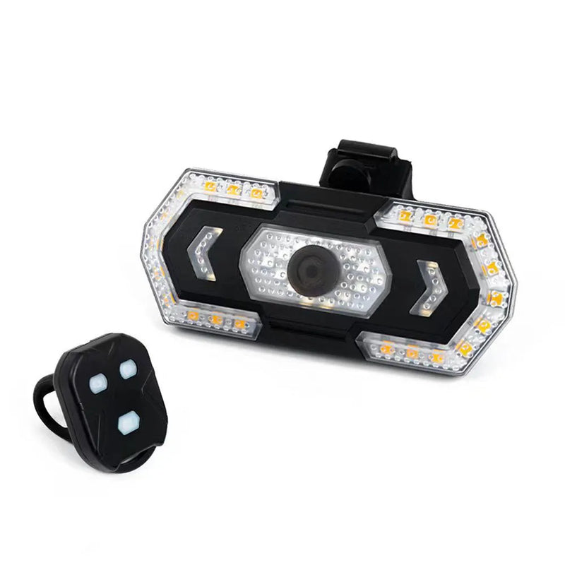 Wireless steering remote control car taillight with LED bulbs and USB charging, waterproof black signal light weighing 140.7g with a 1200mAh battery capacity requiring a three-hour charge, suitable for vehicle customisation.