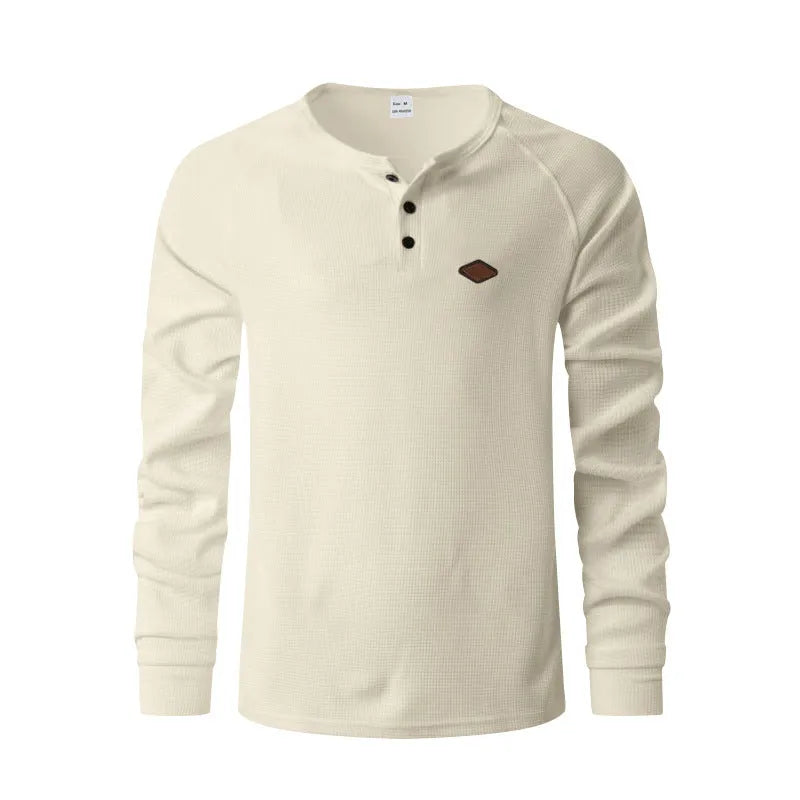 Waffle pattern raglan sleeve pullover in thin polyester fabric shown in sapphire blue