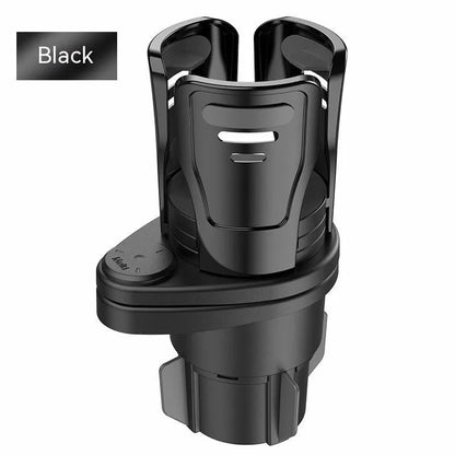Second generation car cup holder modification accessory in carbon fibre or matte ABS plastic finish.
