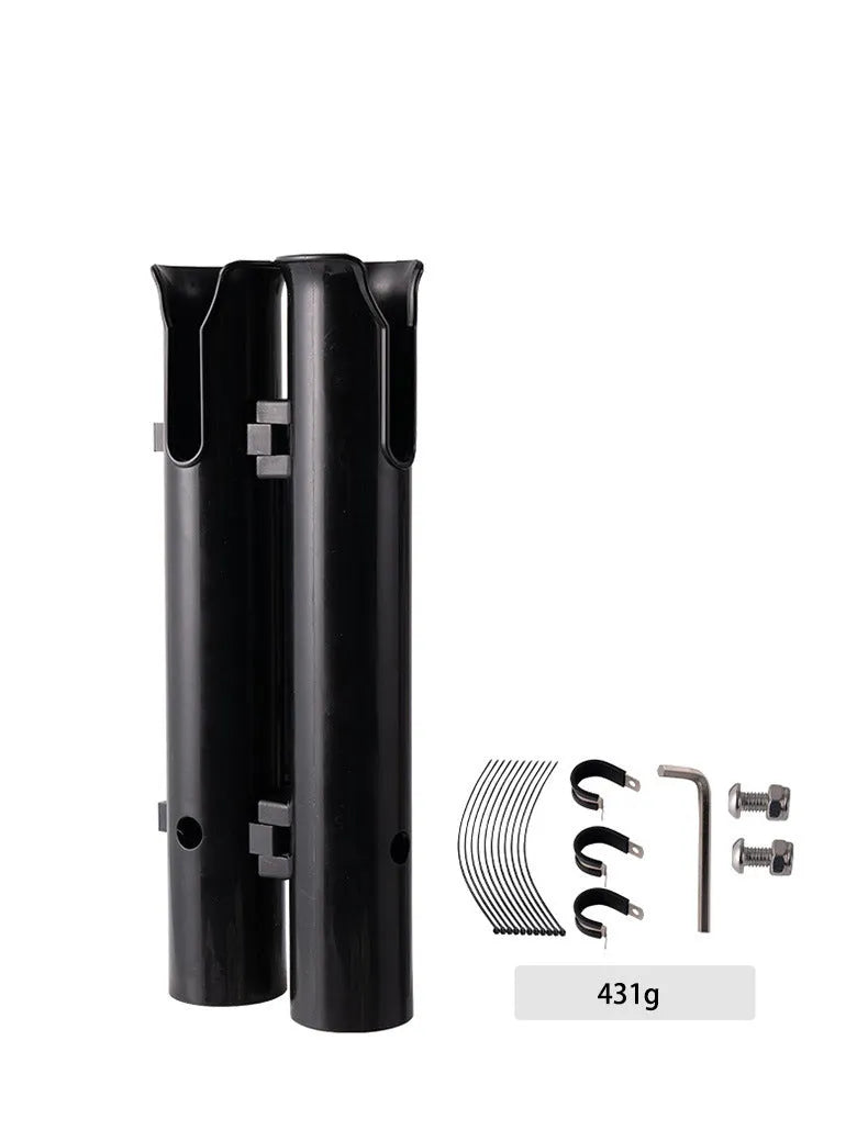 Motorcycle fishing rod rack with carbon material and double-layer plastic fishing rod frame