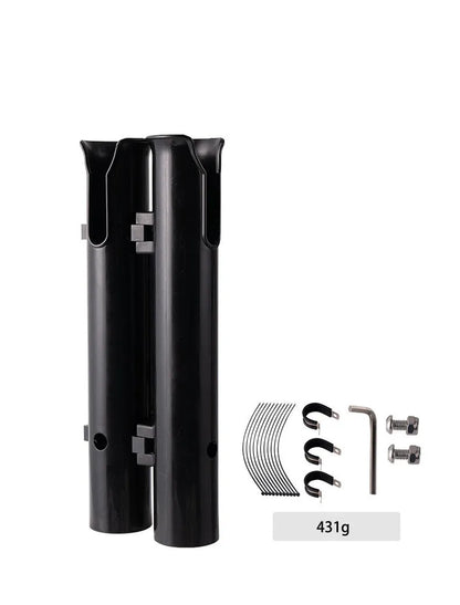 Motorcycle fishing rod rack with carbon material and double-layer plastic fishing rod frame