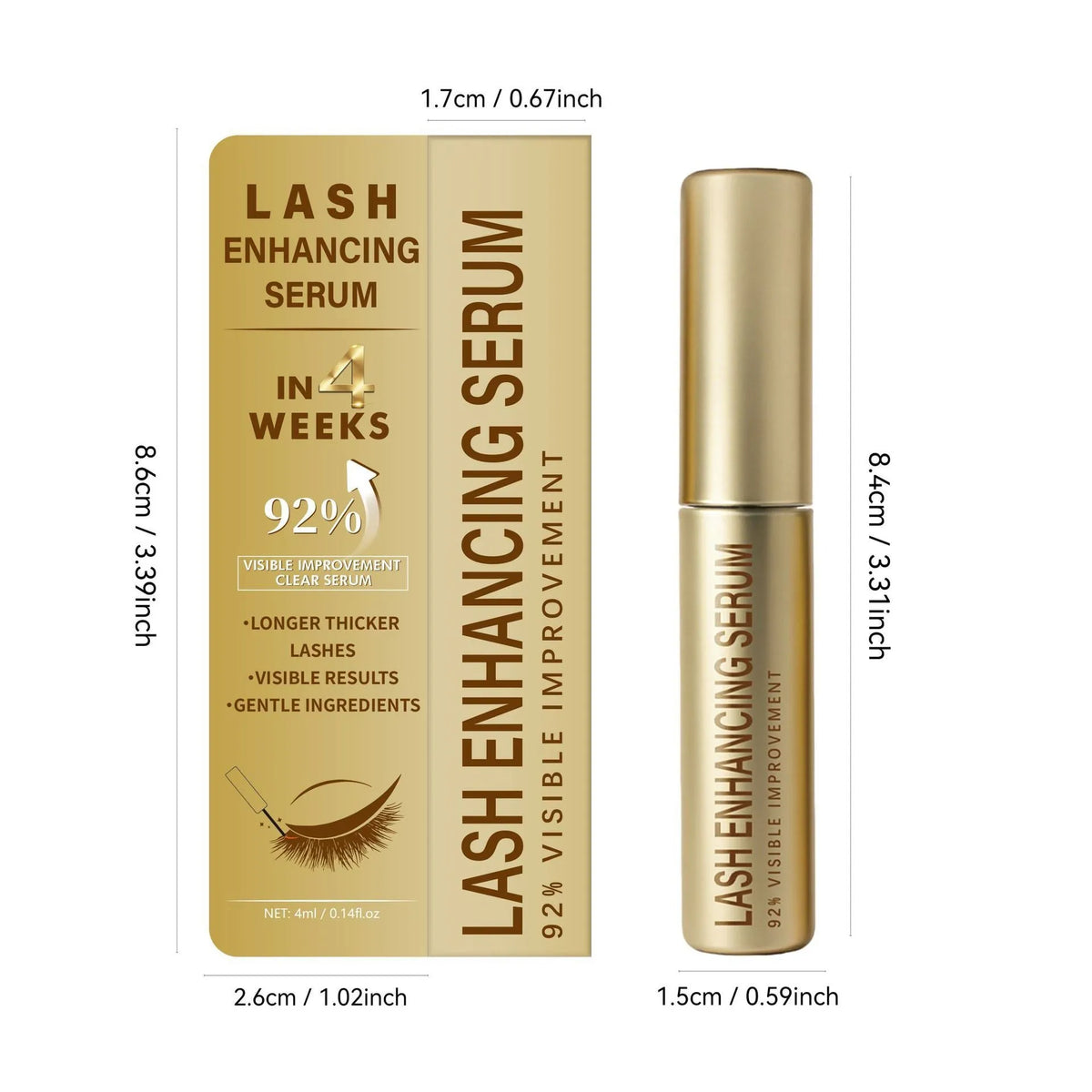 4ml eyelash growth serum in neutral packaging with applicator for lash enhancement