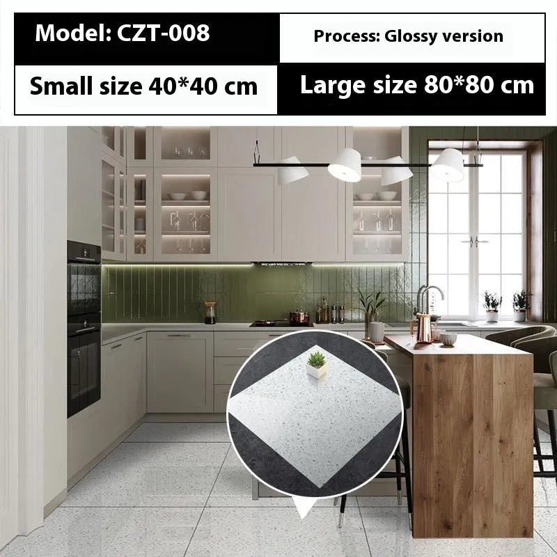 Close-up of geometric pattern marble effect self-adhesive wall sticker measuring 40x40cm