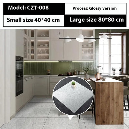 Close-up of geometric pattern marble effect self-adhesive wall sticker measuring 40x40cm