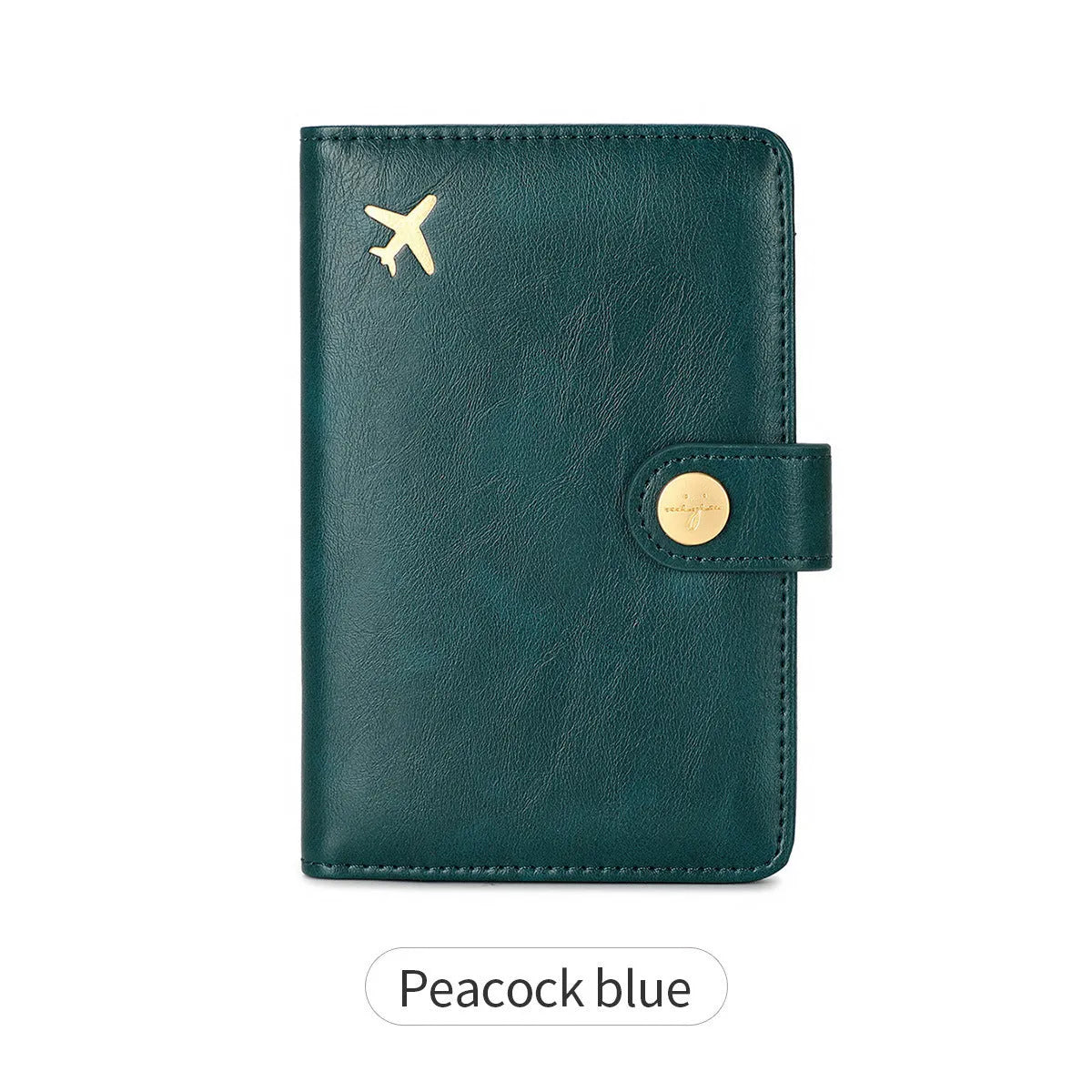PU passport wallet with sewing line detail, shown in multiple colours including black, pink, and blue, featuring anti-theft swiping protection.