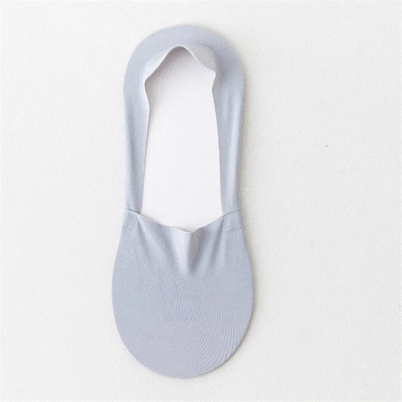 Men's invisible seamless low-cut socks in pure cotton ice silk fabric showing colour options