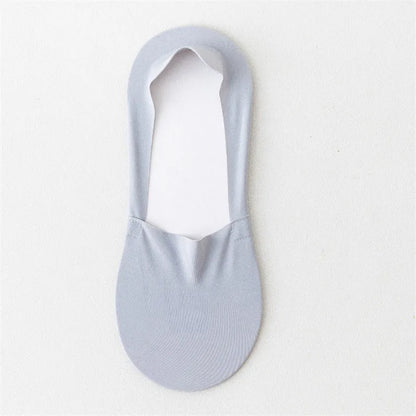 Men's invisible seamless low-cut socks in pure cotton ice silk fabric showing colour options