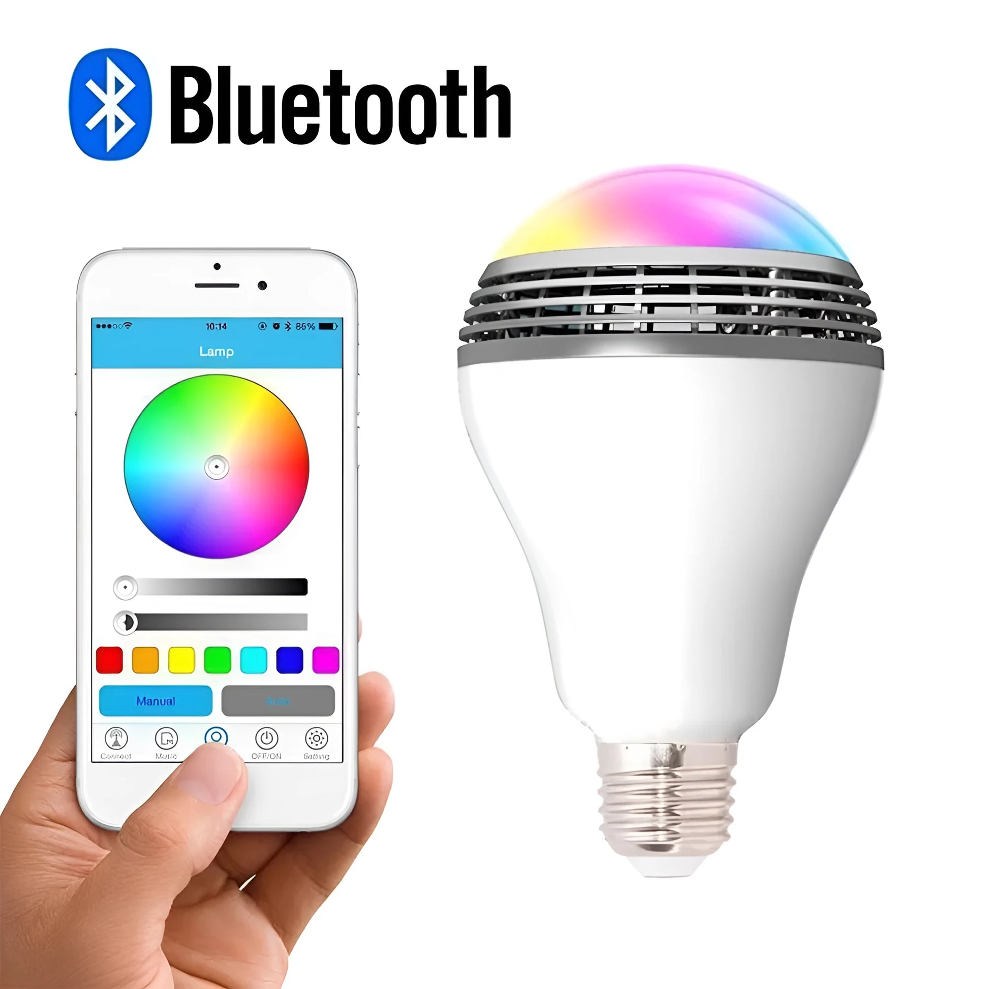 Creative Home white LED smart bulb with Bluetooth speaker inside for E27 fittings.
