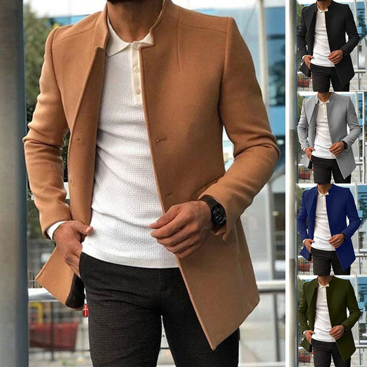 A single-breasted wool-blend coat in various colours, showcasing a tailored silhouette and premium British craftsmanship.