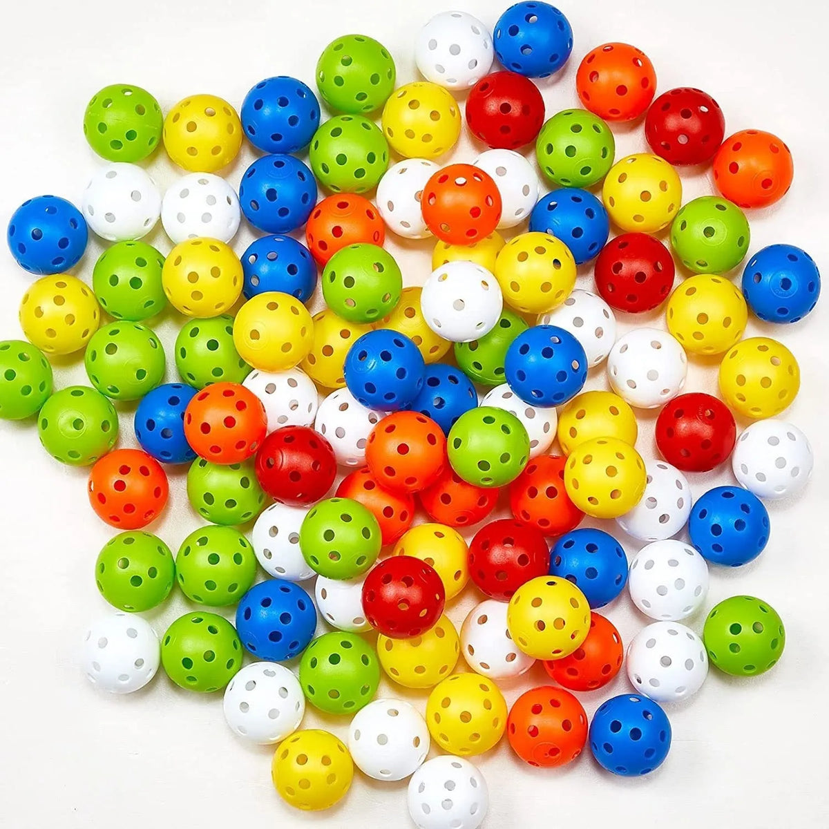 26-hole multi-colour golf practice balls in red, orange, blue, green, white, yellow with net pocket