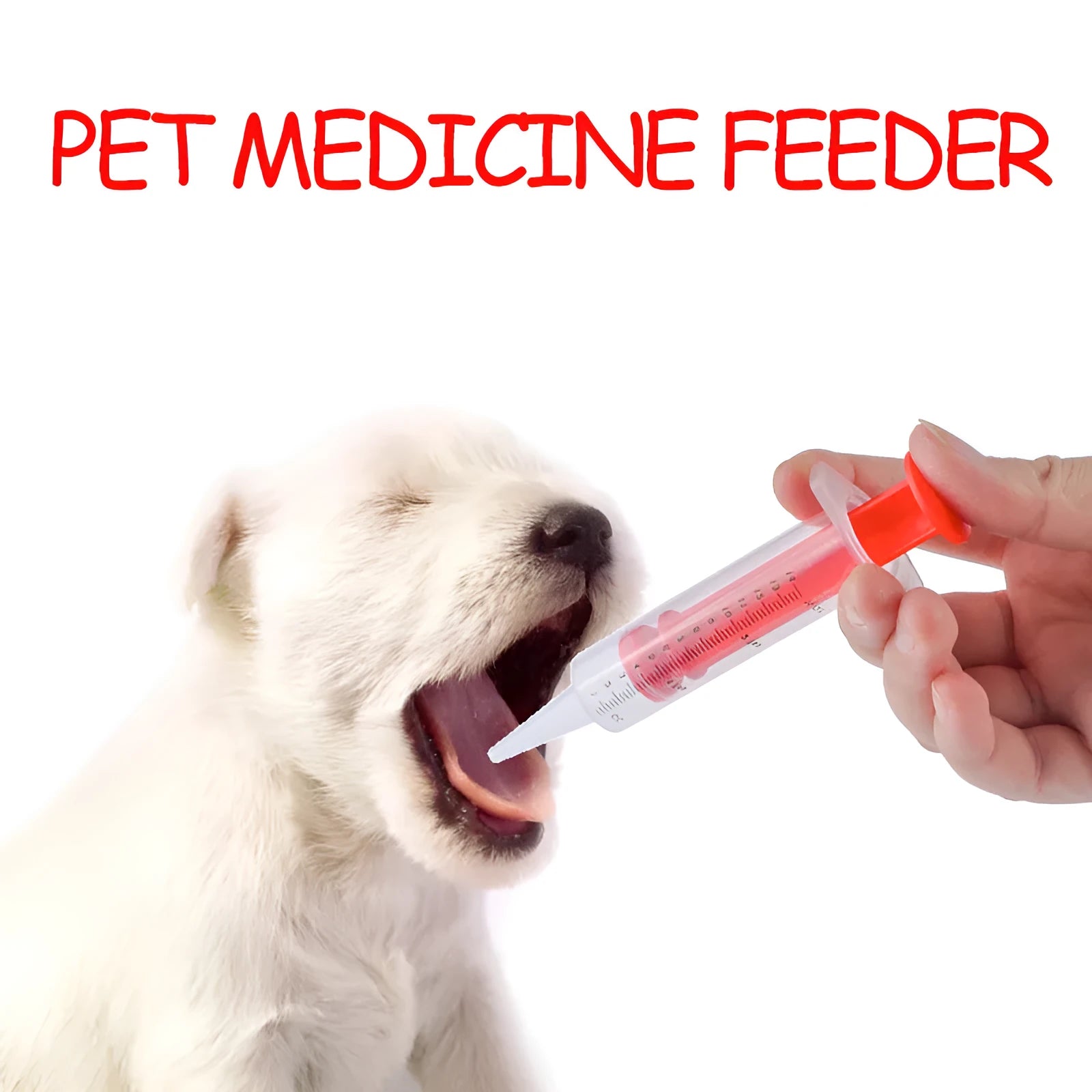 Two silicone-tipped pet pill shooter syringes for cat and dog medicine.