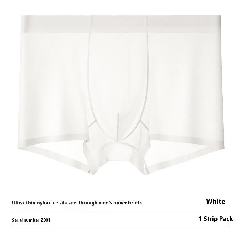 Ice silk seamless boxer briefs in a solid colour on a white background