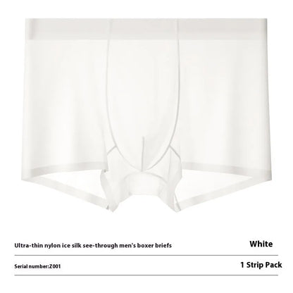 Ice silk seamless boxer briefs in a solid colour on a white background