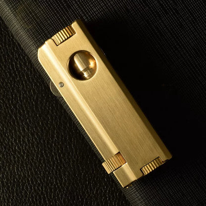Vintage brass heavy duty trench lighter with kerosene fuel, showcasing classic design and durability