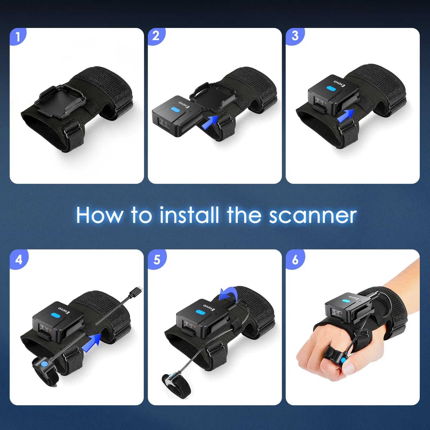 Portable wrist-mounted Bluetooth barcode scanner glove for two-dimensional code reading