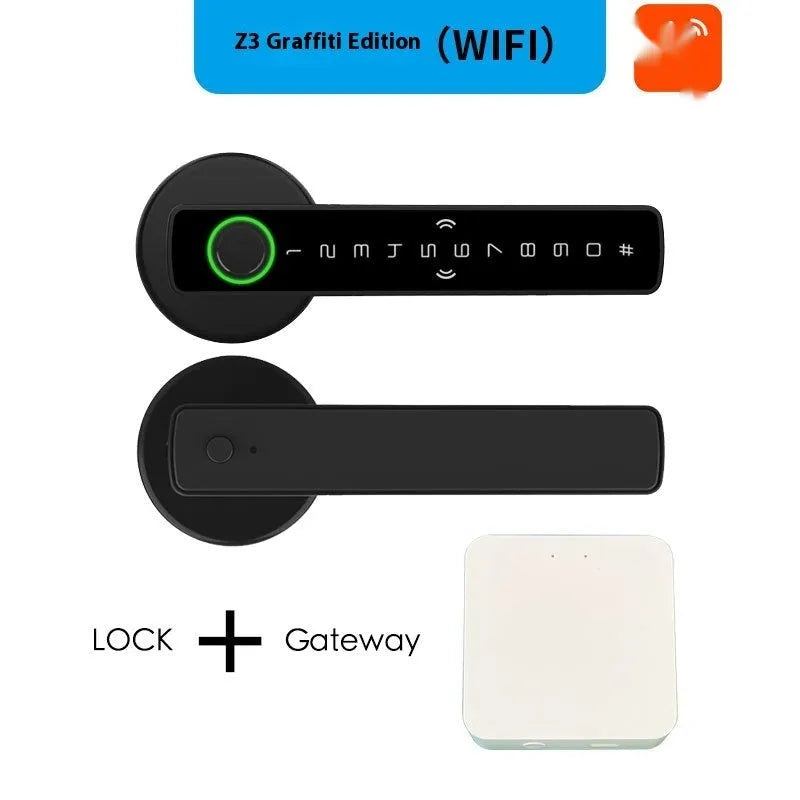 Black smart door lock with spherical handle for indoor wooden doors featuring electronic access control