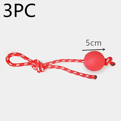 Dog biting sucker multifunction pet molar bite toy with rubber, TPR and cotton fibre rope in red, blue, green, orange or purple