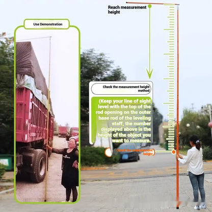 Cargo truck telescopic height measuring rod with glass fibre construction and measurement scale