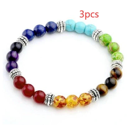 Agate molten rock 8mm energy chakra bracelet with colourful beads and alloy accents