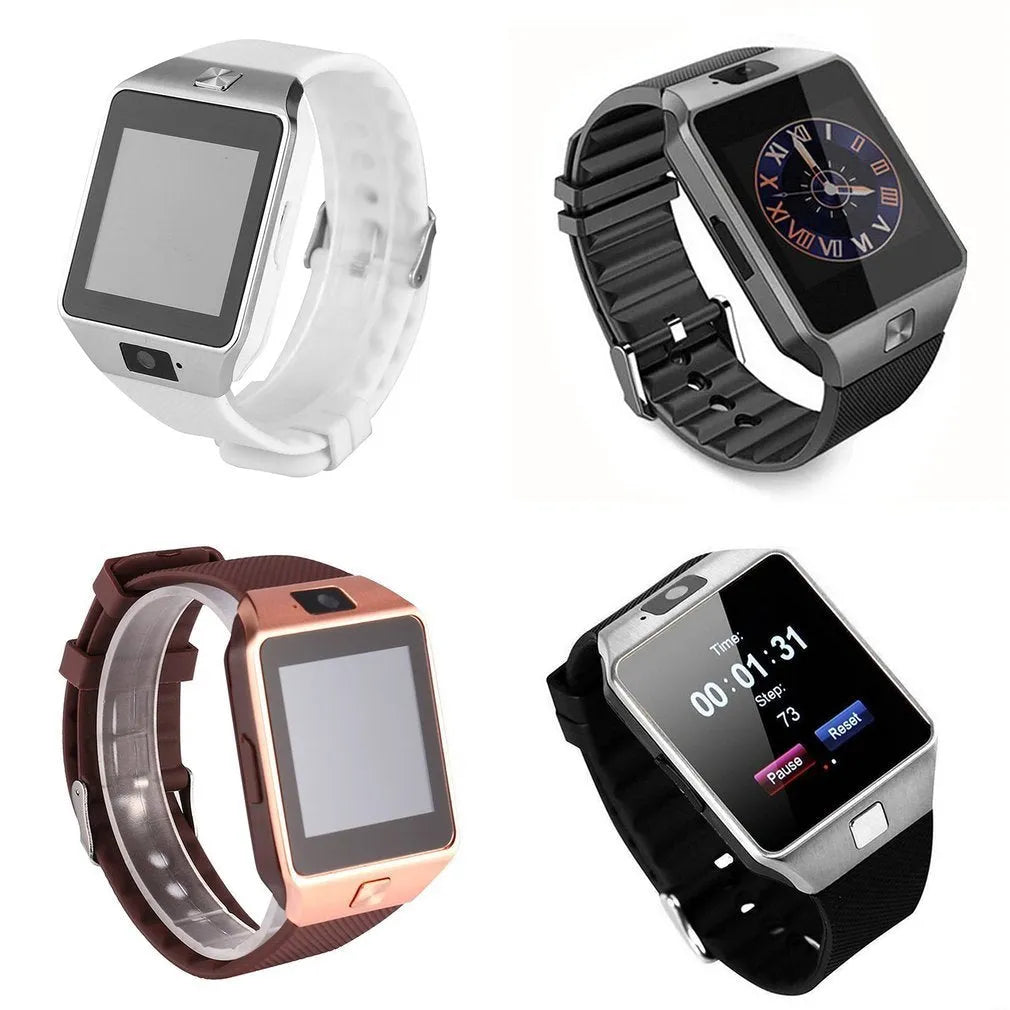 Bluetooth smart watch with touch screen and sporty silicone wrist strap in multiple colour options