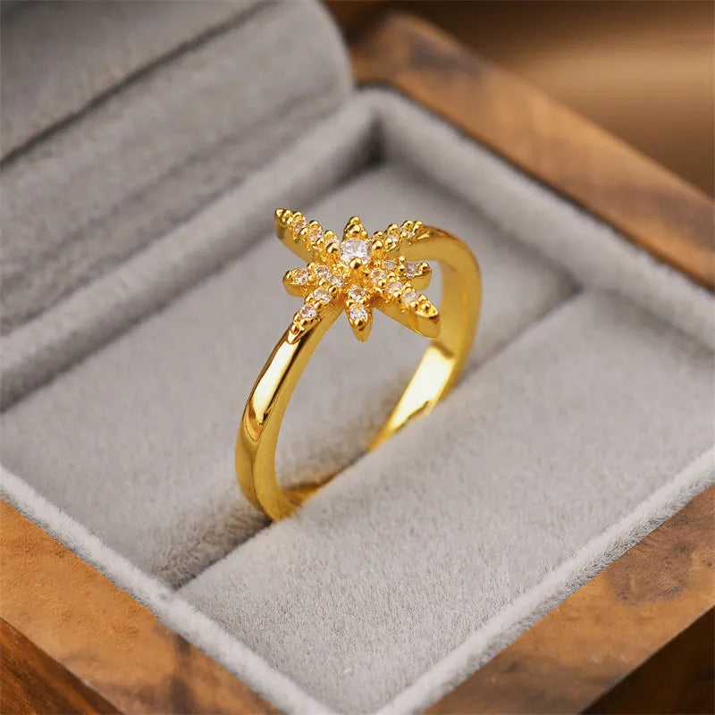 Adjustable geometric open ring in gold electroplated copper with five style options