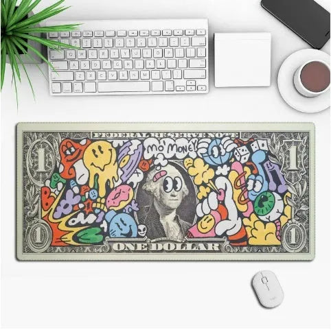 Anime-themed large black gaming mouse pad with custom graphic on a non-slip rubber cloth base.