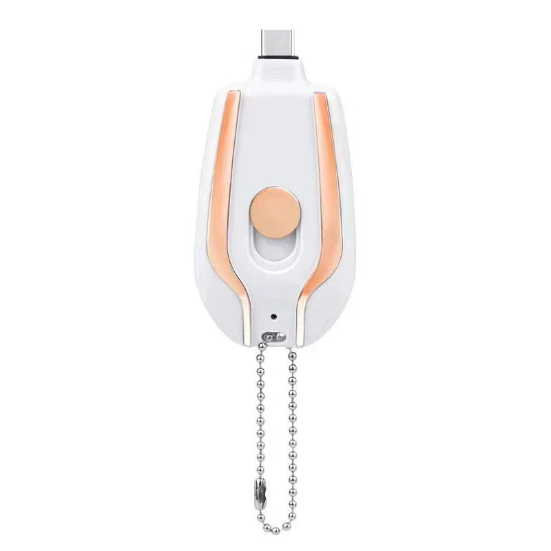 Compact 1500mAh power bank with carabiner clip, perfect for charging smartphones, tablets, and other USB devices on the go