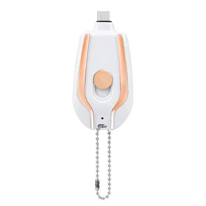 Compact 1500mAh power bank with carabiner clip, perfect for charging smartphones, tablets, and other USB devices on the go