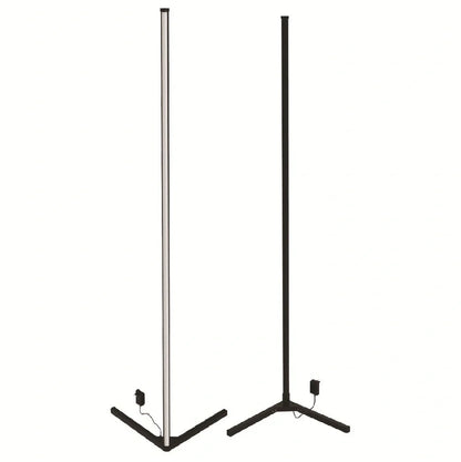 Black Bedroom Symphony RGB floor lamp with aluminium body, silicone shade, and 52-key remote for music-synced lighting