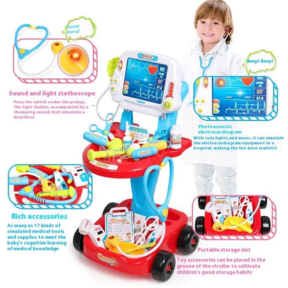 Pink children's simulation medicine box toy with ECG monitor and plastic construction, 1.4kg