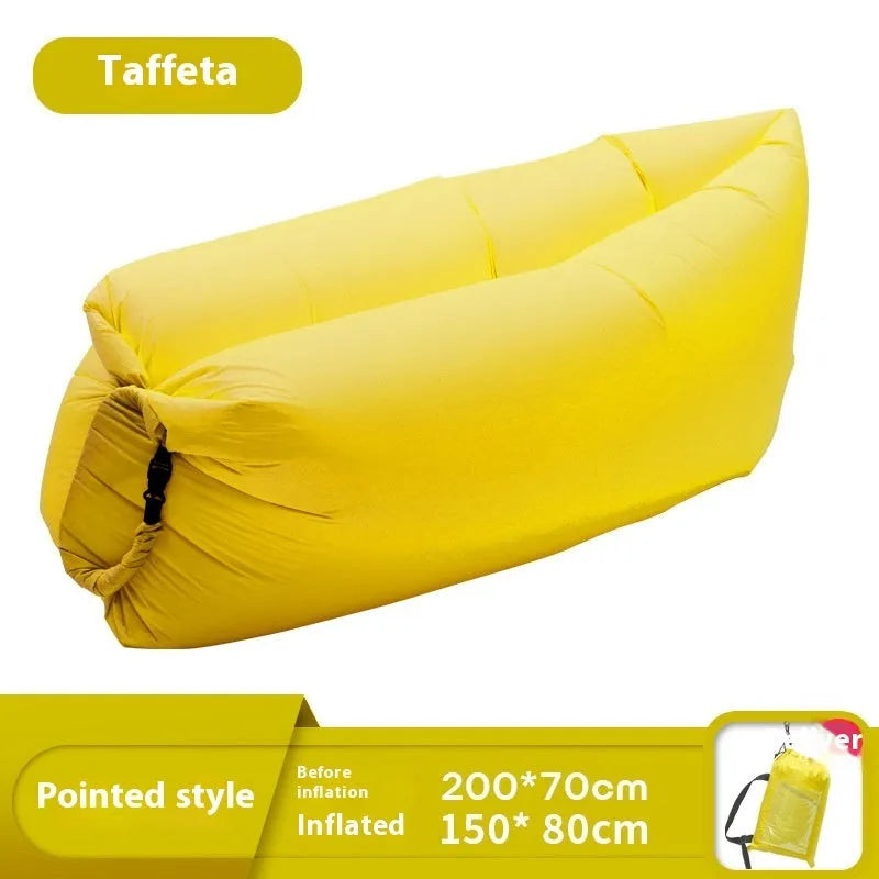 Yellow smiling face pattern inflatable portable seat for outdoor use