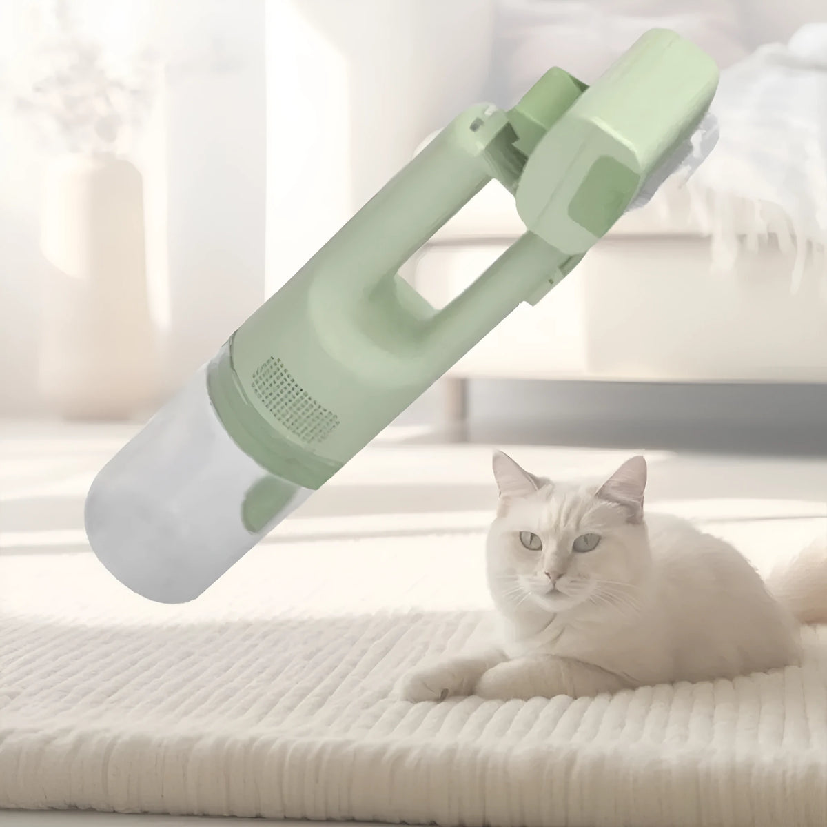 70W multi functional electric pet cleaning and shaving tool in bean sprout green or sky white, PVC body, 380g