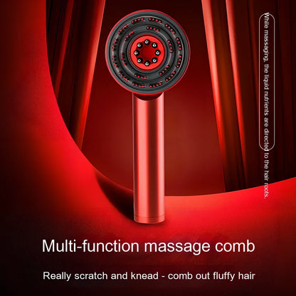 Fluffy comb scalp massager with infrared light therapy measuring 230mm × 85mm × 45mm