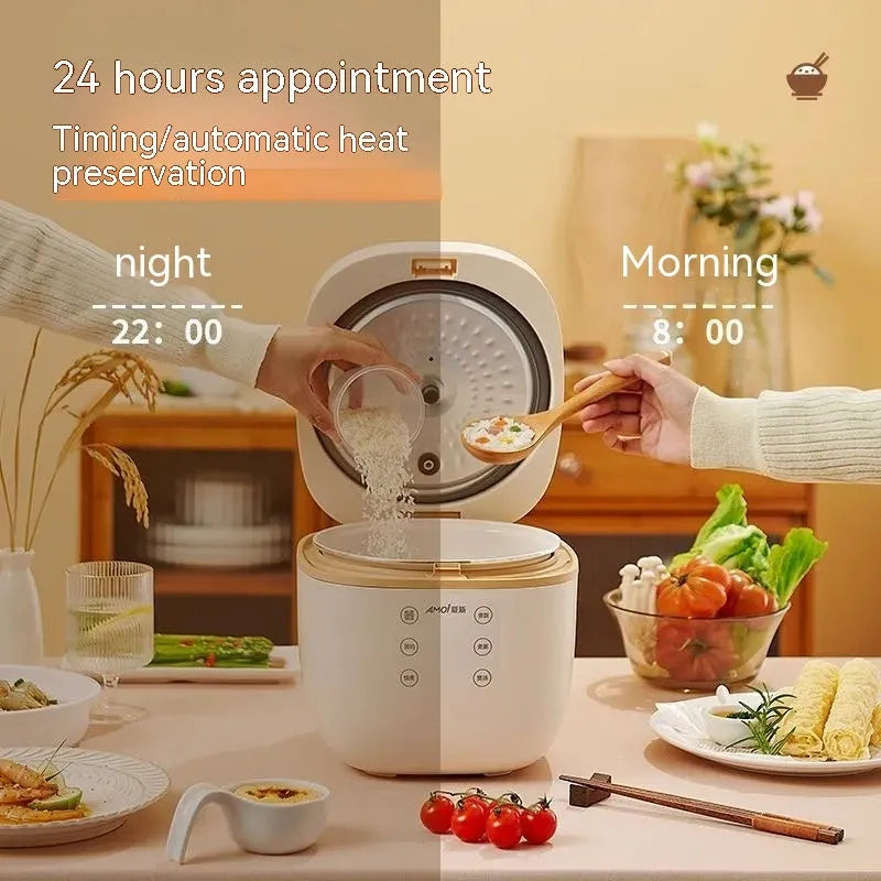 Intelligent multi-function rice cooker for home use with 3 litre capacity, six cooking functions, plastic exterior and white or beige colour option