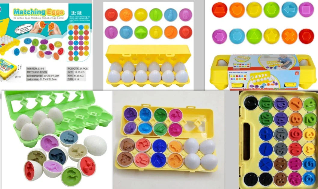 Educational smart egg toy for children with 12 shapes for sorting and matching