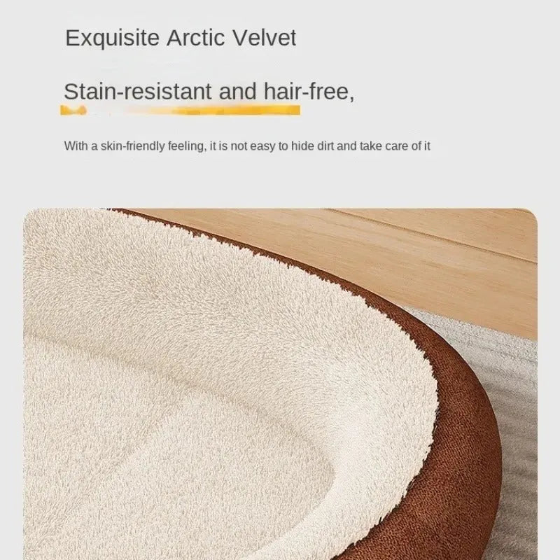 Thickened fabric dog and cat kennel for small medium pets in coffee, grey, green, or pink.