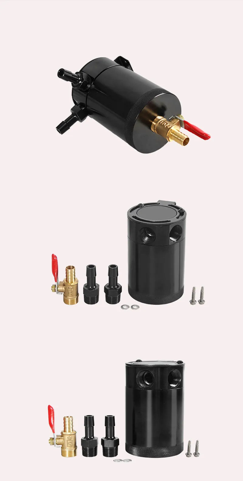 Aluminium automotive oil pot with two-hole breathable design in black finish
