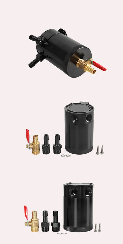 Aluminium automotive oil pot with two-hole breathable design in black finish